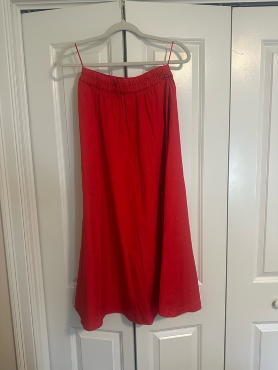 Poplin Midi Skirt - Red - Picture 3 of 4
